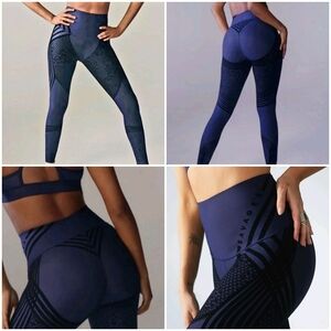Savage X Fenty Midnight Blue Purplish Flocked Leggings Sz 2x